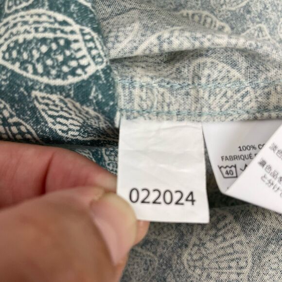 LL Bean Mens Green White Seashells Button Up Short Sleeve-M - Picture 11 of 12